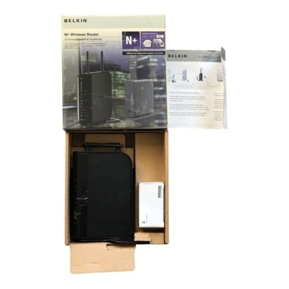 Belkin N+ Wireless Router PM00732 Black Home Network Used Reliable Belkin N+